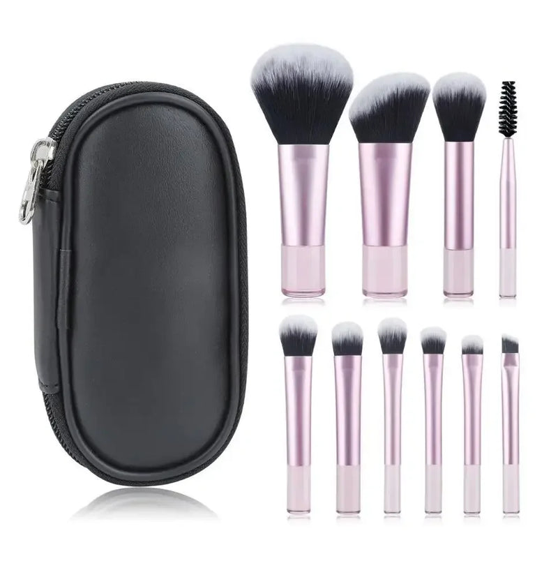 Kit com 10 Pincéis de Maquiagem com Bolsa – Pincéis Cosméticos para Sombra, Base, Pó Solto, Blush, Detalhes e Esfumar – Ferramentas de Beleza para Maquiagem.