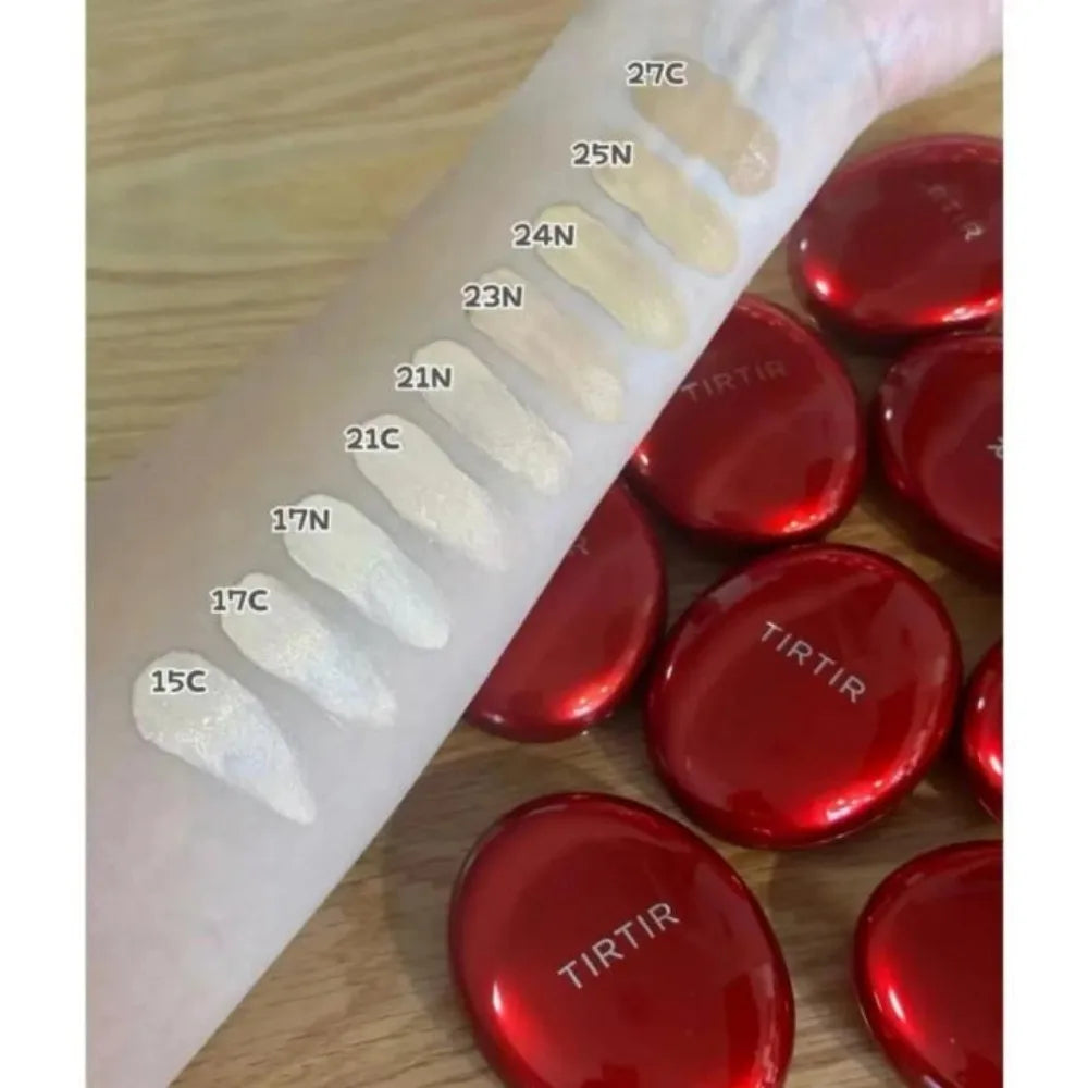 Maquiagem coreana original TIRTIR - 21N 23N 55N Almofada de ar vermelha Base compacta de alta cobertura, spray fixador de maquiagem de 80ml