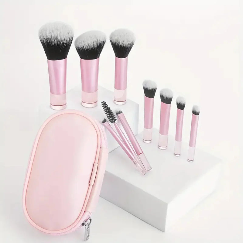 Kit com 10 Pincéis de Maquiagem com Bolsa – Pincéis Cosméticos para Sombra, Base, Pó Solto, Blush, Detalhes e Esfumar – Ferramentas de Beleza para Maquiagem.